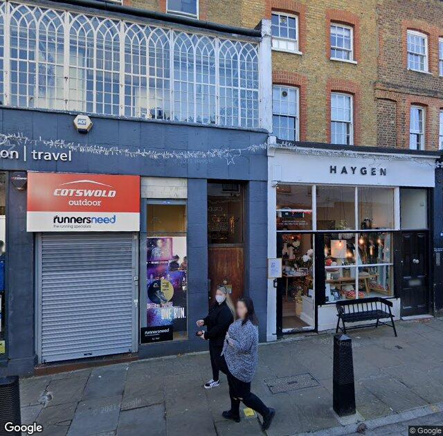 Street View image of 120 Islington High Street, N1 8EG, London, the registered office